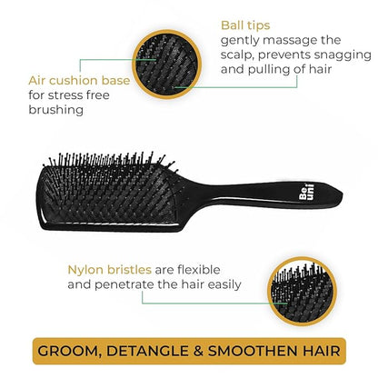 Beuni Continuous Spray Bottle & Brush (10.1oz/300ml) (Black) + Beuni Premium Hair Brush for Men & Women (Black)- Combo Pack