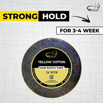 Woolip Yellow Black Double Sided Ultra Hold Waterproof Hair Patch Tape -24m