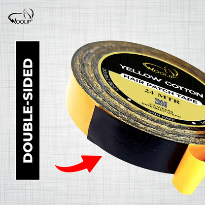 Woolip Yellow Black Double Sided Ultra Hold Waterproof Hair Patch Tape -24m