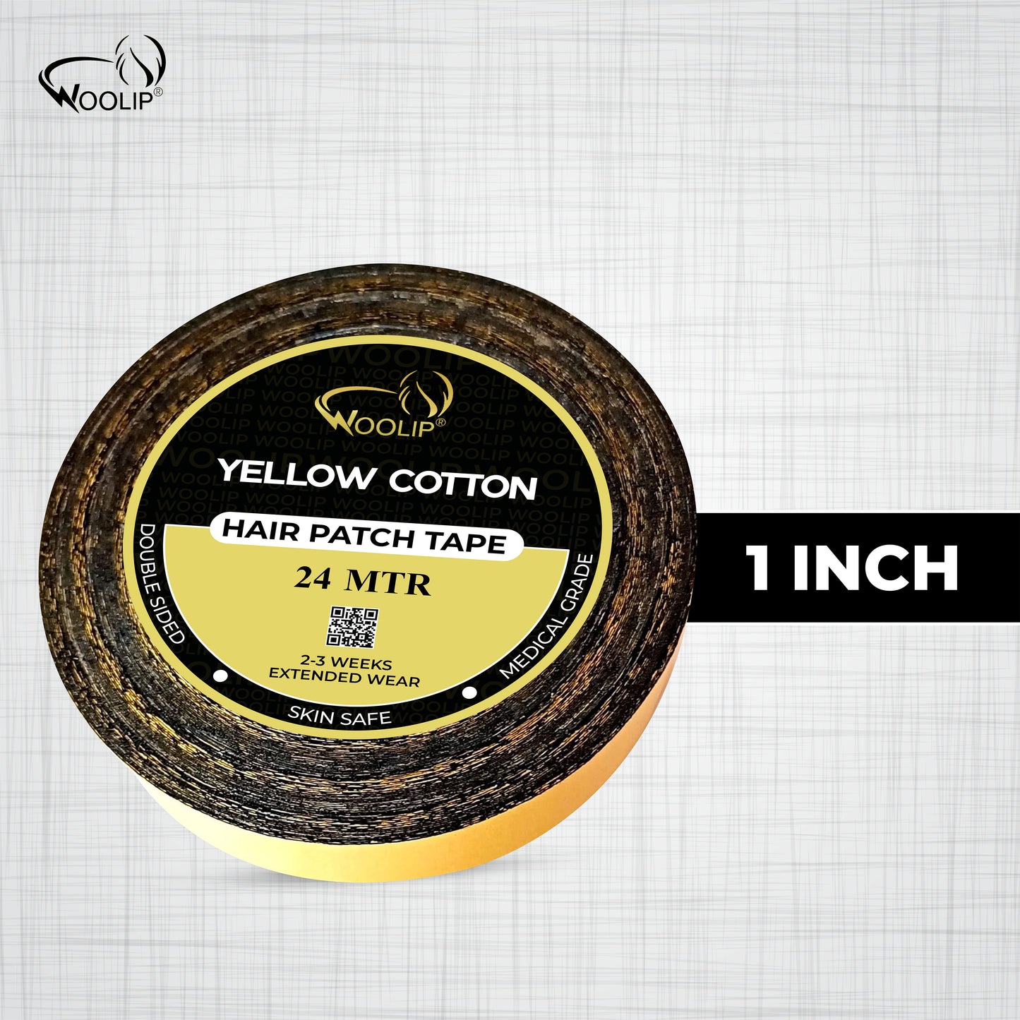 Woolip Yellow Black Double Sided Ultra Hold Waterproof Hair Patch Tape -24m