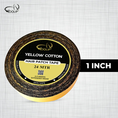 Woolip Yellow Black Double Sided Ultra Hold Waterproof Hair Patch Tape -24m