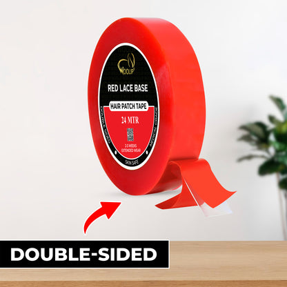 Woolip Transparent Hair Double sided Patch & Hair Toupee Red Tape (24 Meter)