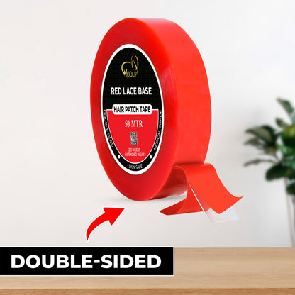 Woolip Transparent Double Sided Red Tape For Hair Patch & Toupee (50 Meter)