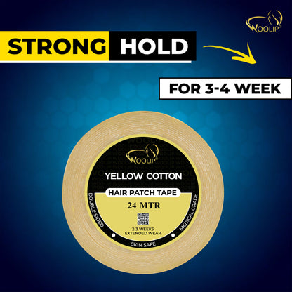 Woolip Yellow cotton Tape | German Brown Tape | Wig Tape I Hair Patch Tape (24 meter)