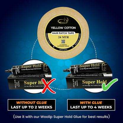 Woolip Yellow cotton Tape | German Brown Tape | Wig Tape I Hair Patch Tape (24 meter)