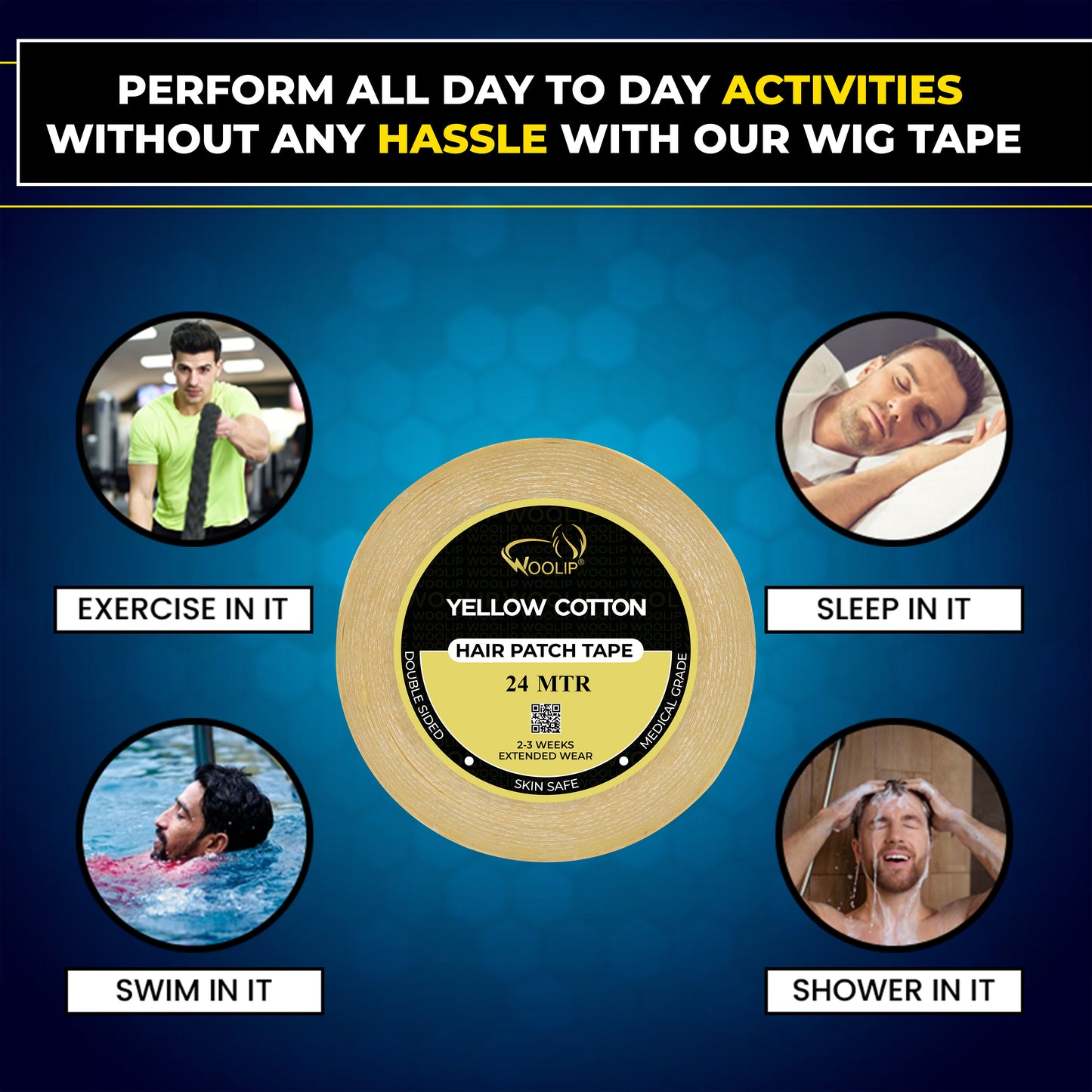 Woolip Yellow cotton Tape | German Brown Tape | Wig Tape I Hair Patch Tape (24 meter)