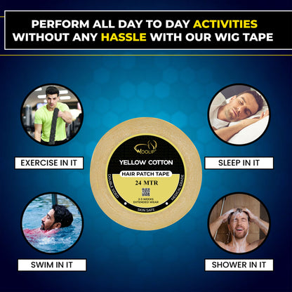 Woolip Yellow cotton Tape | German Brown Tape | Wig Tape I Hair Patch Tape (24 meter)