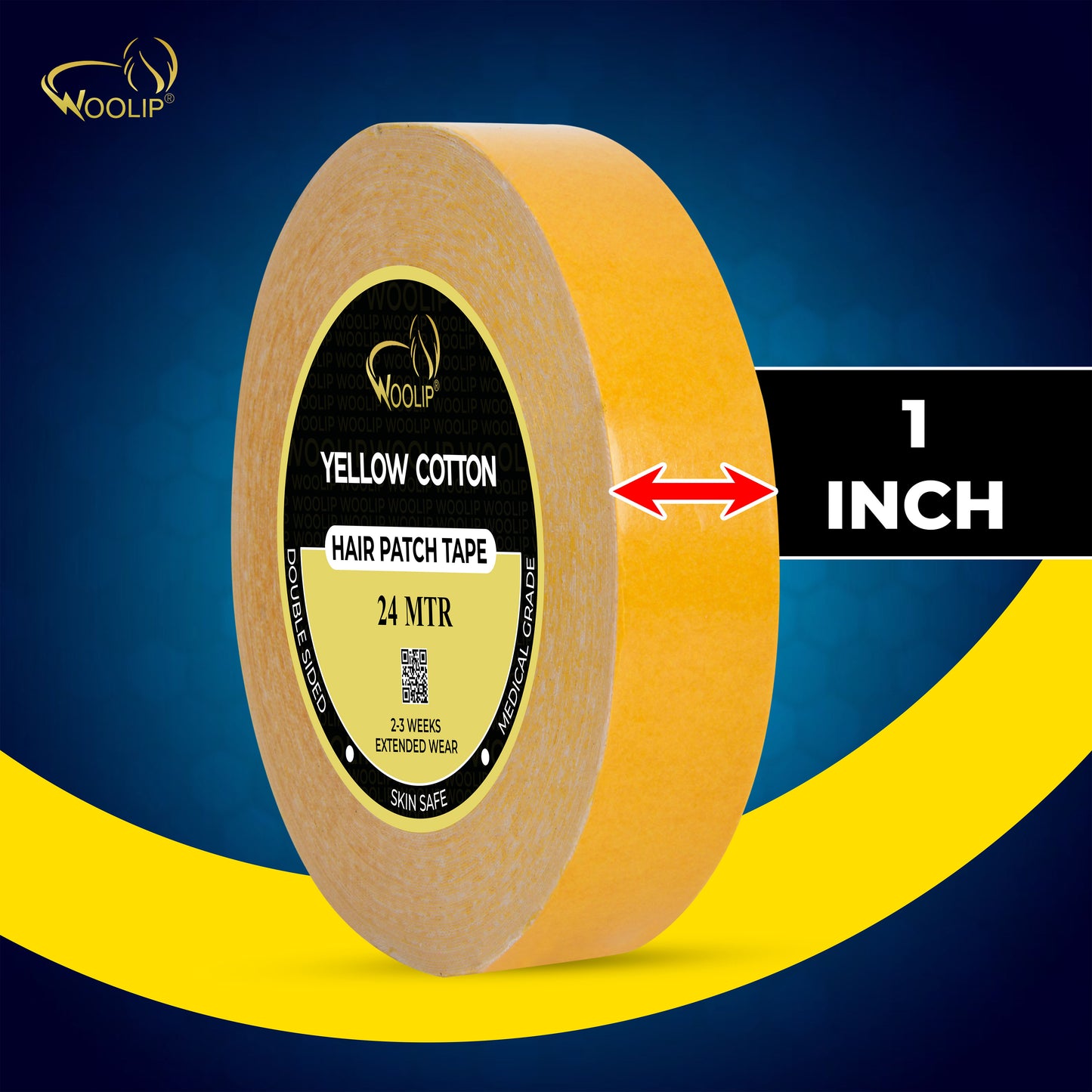 Woolip Yellow cotton Tape | German Brown Tape | Wig Tape I Hair Patch Tape (24 meter)