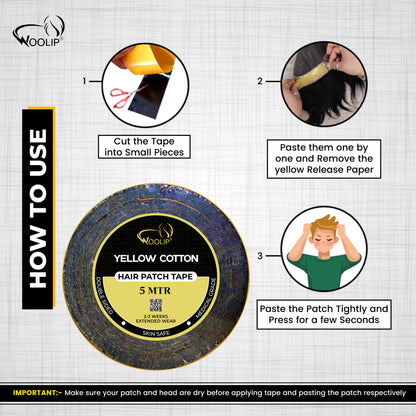 Woolip Yellow cotton Tape | German Brown Tape | Wig Tape I Hair Patch Tape (5 meter)
