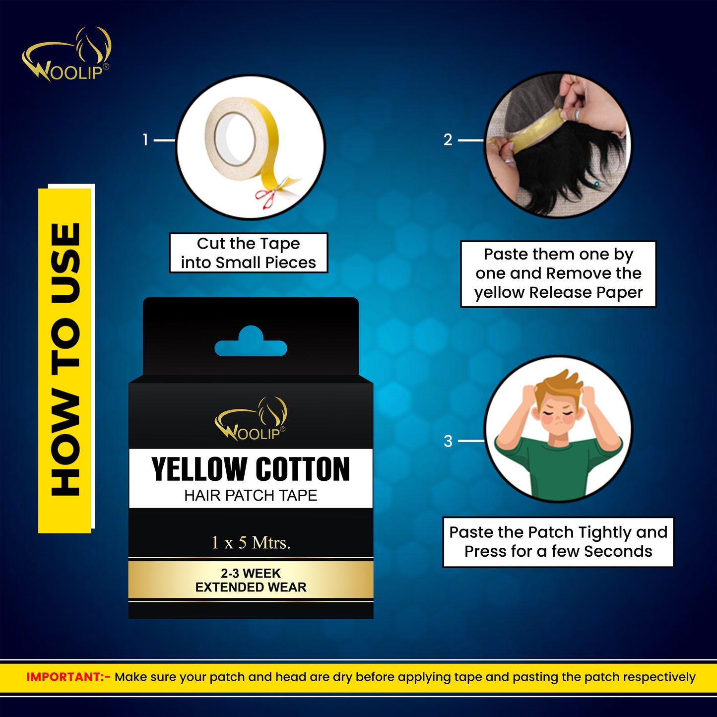 Woolip Yellow cotton Tape | German Brown Tape | Wig Tape I Hair Patch Tape (5 meter)