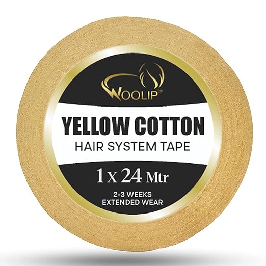 Woolip Yellow cotton Tape | German Brown Tape | Wig Tape I Hair Patch Tape (24 meter)