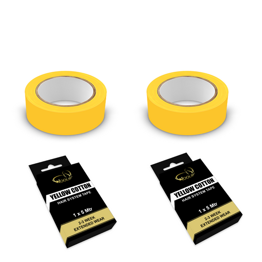 Woolip Yellow Double sided Strong Tape | German Brown Tape | 1 inch cotton material waterproof I Hair Patch Tape (5 meter)- Pack of 2 combo